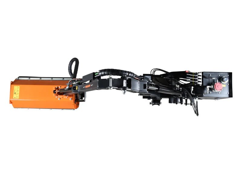 Boom mower arm 12 with head 40 hammers