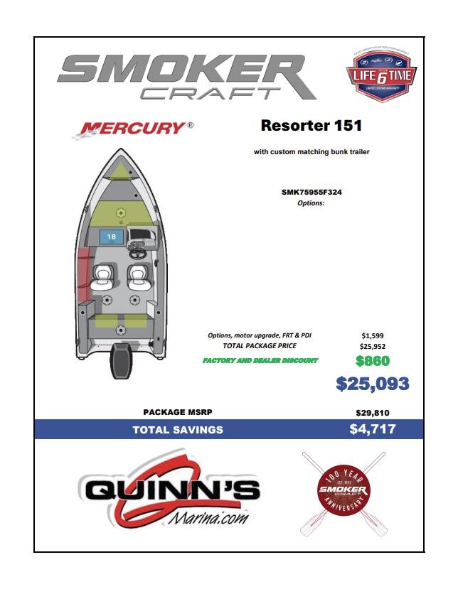 2024 Smoker Craft RESORTER 151