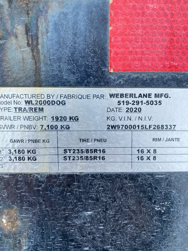 2019 WEBERLANE WL2000D0