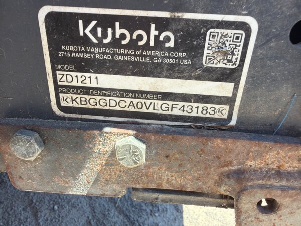 2020 KUBOTA ZD1211 3 60 used for sale - photo 3