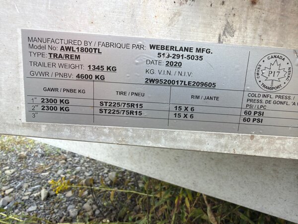 2020 WEBERLANE AWL1800TL used for sale - photo 4