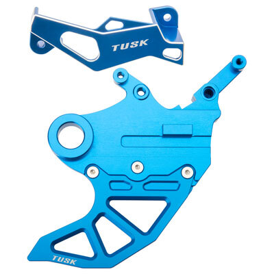 Tusk Rear Brake Caliper Support w/ Brake Disc Guard & Caliper Guard Kit Blue Blue