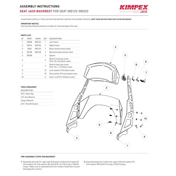 Kimpex SeatJack Siège passager Noir Oui Avec sortie RCA pour visière ou autres accessoires Pour Yamaha, Pour Polaris