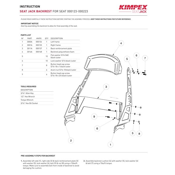 Kimpex SeatJack Passenger Seat Black Yes W/RCA output for visor or other accessories Fits Arctic cat, Fits Ski doo, Fits Polaris, Fits Yamaha