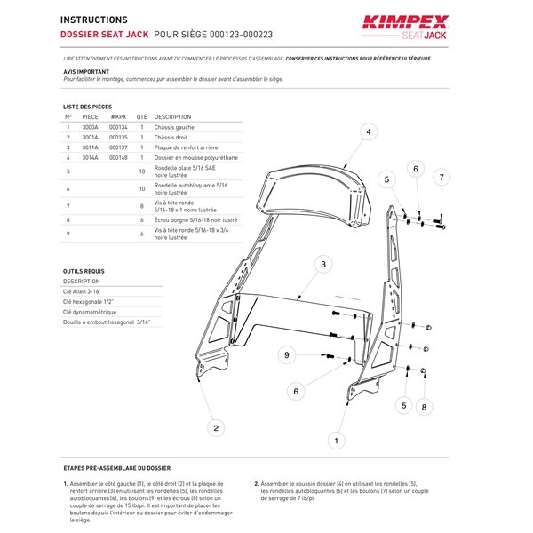 Kimpex SeatJack Passenger Seat Black Yes W/RCA output for visor or other accessories Fits Arctic cat, Fits Ski doo, Fits Polaris, Fits Yamaha