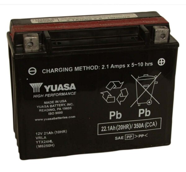 Batterie Yuasa sans entretien AGM activée en usine YTX24HL