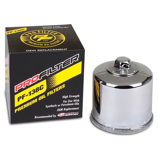 Profilter Premium Oil Filter Chrome Fits Arctic cat, Fits Kawasaki, Fits Kymco, Fits Suzuki