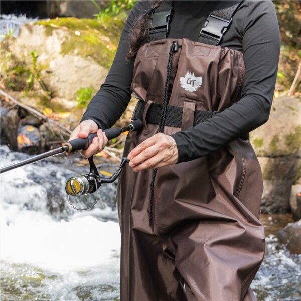 Green Trail StreamFeather Chest Wader Traction Sole 10 Brown