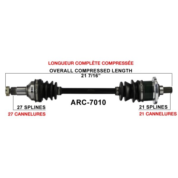 Essieu complet TrakMotive pour Arctic Cat avant gauche ARC 7010