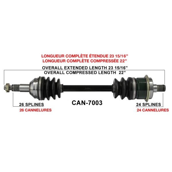 Essieu complet TrakMotive pour Can am Arrière gauche, Arrière droit CAN 7003