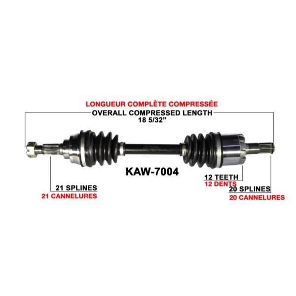 Essieu complet TrakMotive pour Kawasaki avant gauche KAW 7004