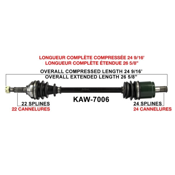 TrakMotive Essieu complet pour Kawasaki Avant gauche, Avant droit KAW 7006