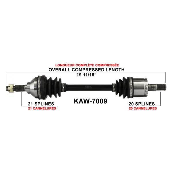 TrakMotive Essieu complet pour Kawasaki Avant gauche KAW 7009