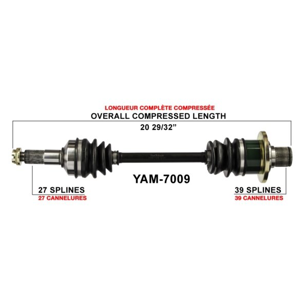 Essieu complet TrakMotive pour Yamaha arrière gauche YAM 7009