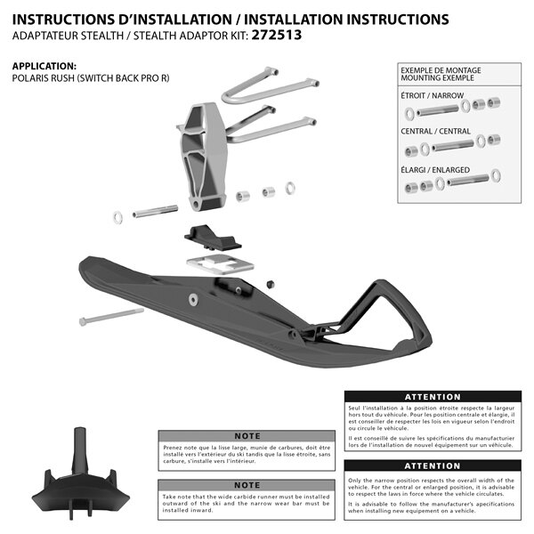 KIMPEX Adaptateur de ski Stealth pour Polaris