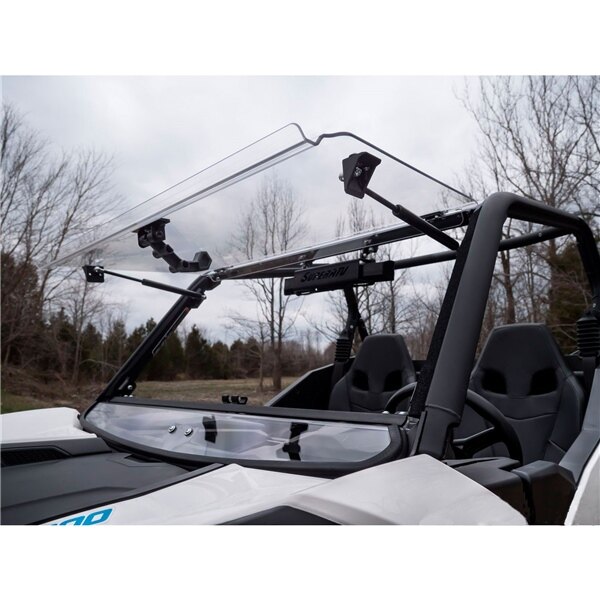 Pare-brise rabattable Super ATV compatible avec Can am Polycarbonate XR Optic Revêtement dur Rocker