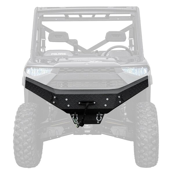 Super ATV Winch Ready Bumper Front Steel, Diamond texture Fits Polaris