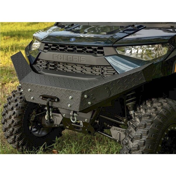 Super ATV Winch Ready Bumper Front Steel, Diamond texture Fits Polaris