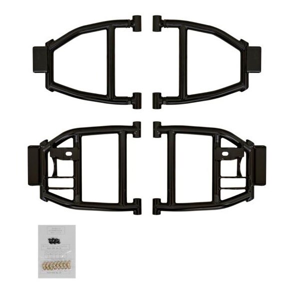 Super ATV High Clearance A Arm Fits Polaris 2 pairs 1″ Tube Noir 0″ Arrière inférieur, Haut arrière +3″ +2″