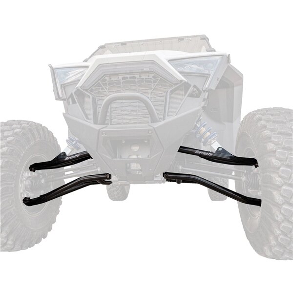 Super ATV High Clearance A Arm Fits Polaris 2 pairs Comes with Heavy Duty Ball Joints Installed, Adjustable Pivot Blocks, UHMW Bushings Black 0″ Front 0″ +1.5″