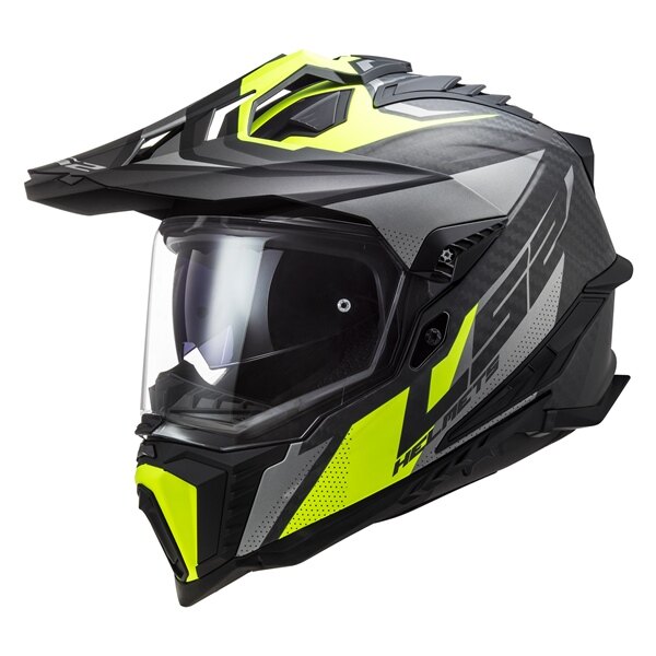 Casque tout-terrain LS2 Explorer Carbon Focus sans masque S Titane mat, jaune brillant haute visibilité