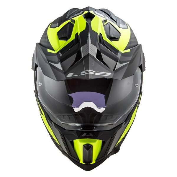 Casque tout-terrain LS2 Explorer Carbon Focus sans masque L Titane mat, jaune brillant haute visibilité