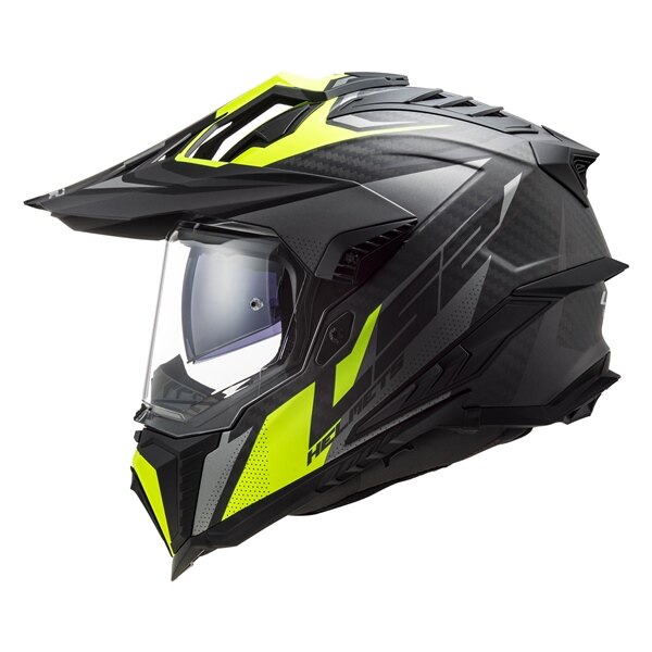 Casque tout-terrain LS2 Explorer Carbon Focus sans masque S Titane mat, jaune brillant haute visibilité