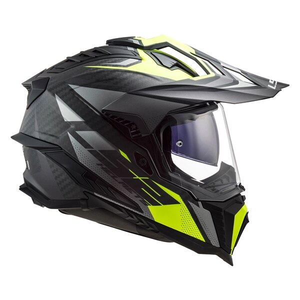 Casque tout-terrain LS2 Explorer Carbon Focus sans masque L Titane mat, jaune brillant haute visibilité