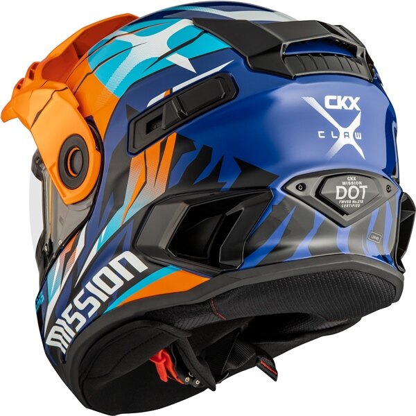 CKX Mission Free Face Helmet Claw Double Shield 3XL Orange, Glossy Blue