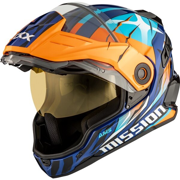 CKX Mission Free Face Helmet Claw Double Shield 3XL Orange, Glossy Blue
