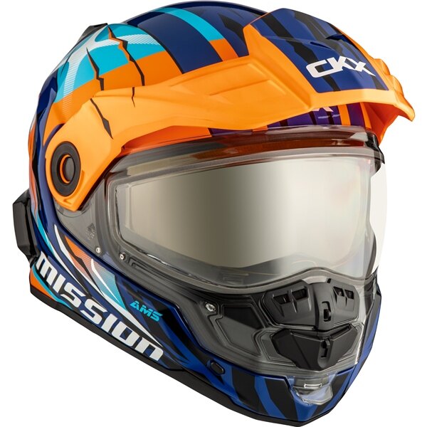 CKX Mission Free Face Helmet Claw Double Shield 3XL Orange, Glossy Blue