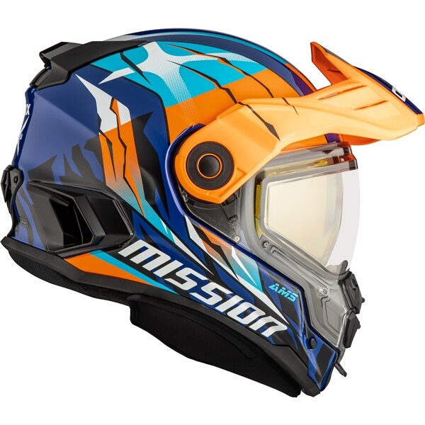 CKX Mission Free Face Helmet Claw Double Shield 3XL Orange, Glossy Blue
