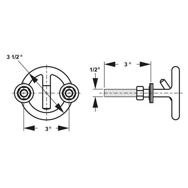 SEA DOG Line Transom Mount Ski Tow Stainless steel 3″ 3″ 3 1/2″ 1/2″