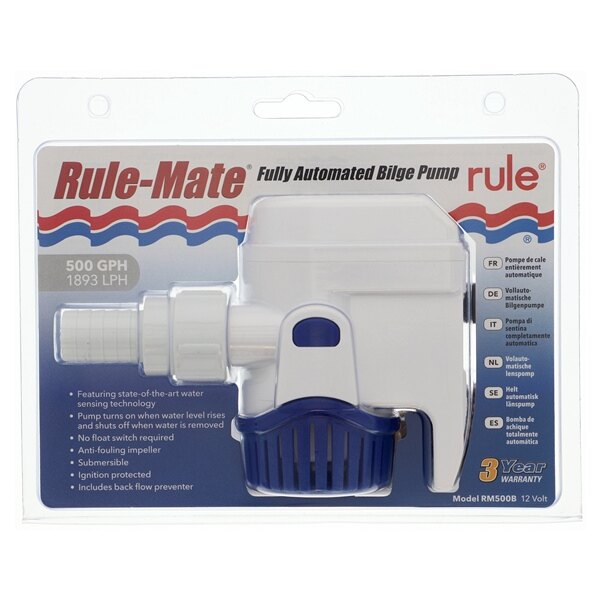 JABSCO RULE Rule Mateâ?¢ Fully Automated Bilge Pumps 500 GPH 3 A 3/4â³