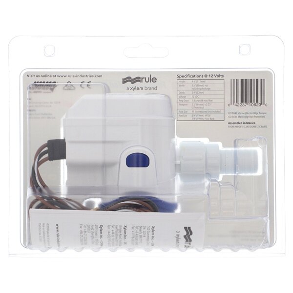 JABSCO RULE Rule Mateâ?¢ Fully Automated Bilge Pumps 500 GPH 3 A 3/4â³