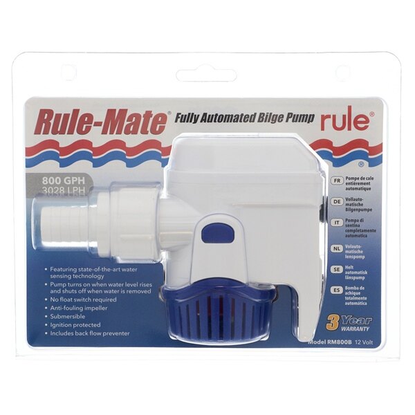 JABSCO RULE Rule Mateâ?¢ Fully Automated Bilge Pumps 800 GPH 5 A 3/4â³