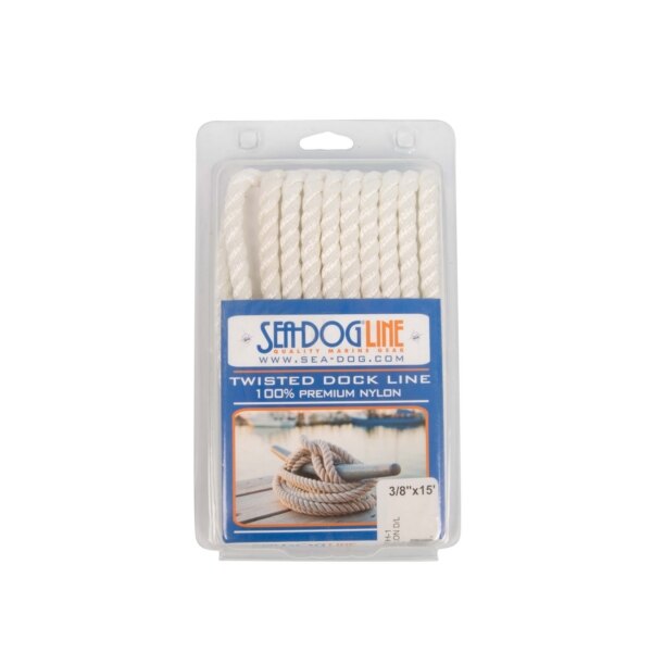 Sea Dog Twisted Nylon Dock Line 15' 3/8? Nylon Twisted White