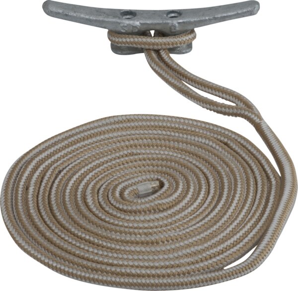 SEA DOG Double Braided Nylon Dock Line 20 ft 1/2? Nylon Double Braided Golden, White