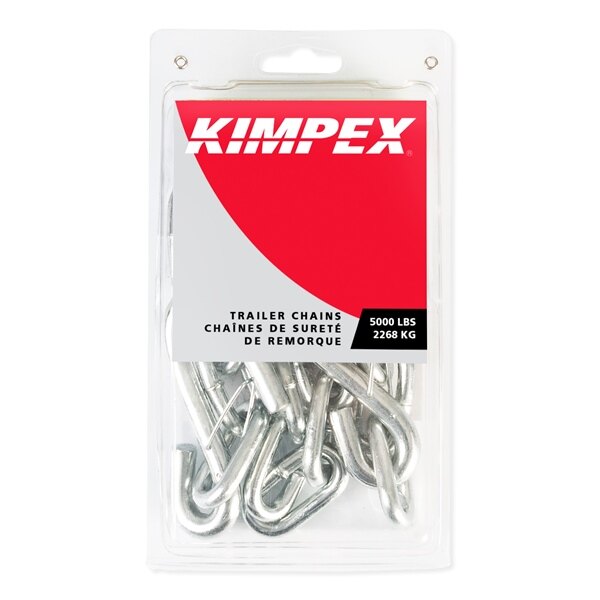 Kimpex Trailer Safety Chain Connects the trailer tongue to the trailer hitch on the towing vehicle 27″ 5000 lbs