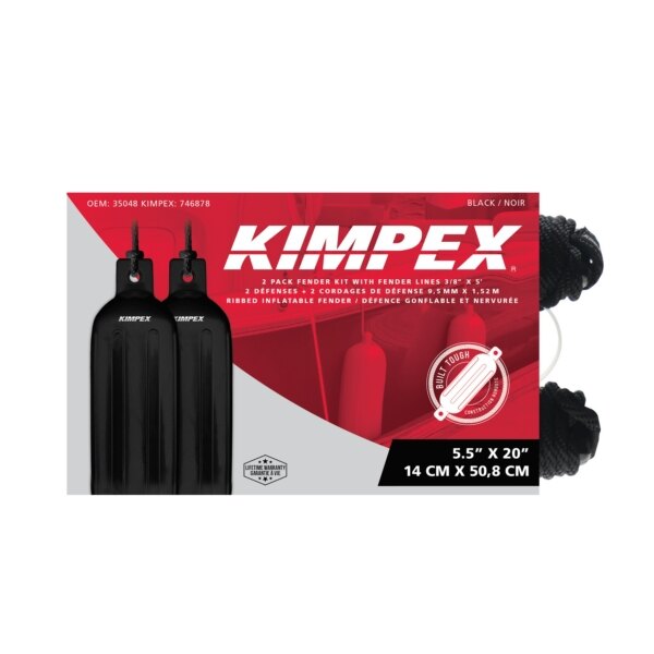 KIMPEX Paire d'ailes gonflables en vinyle noir 20″ 5.5″ Boat 15' to 20'