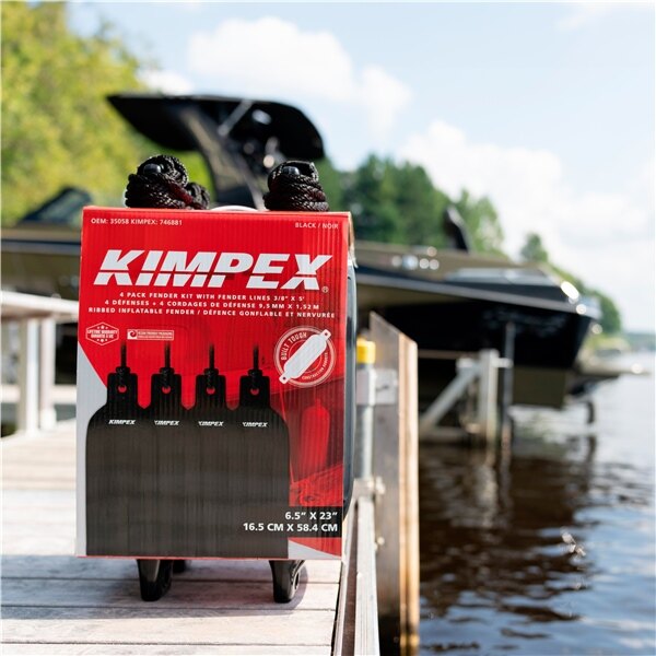 KIMPEX Inflatable Vinyl Fender Kit of 4 Black 23″ 6.5″ Boat 20' to 25'