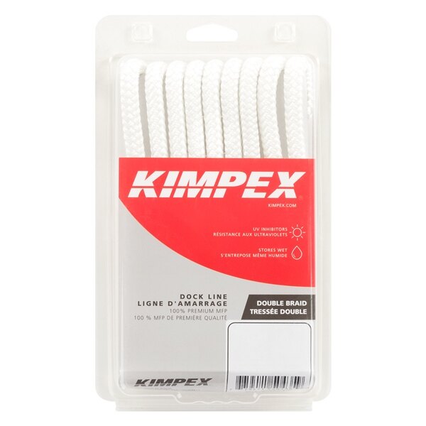 Ligne de quai Kimpex double tressée 15' 3/8? Nylon Double Tressé Blanc