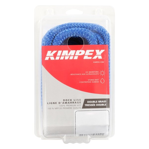 Ligne de quai en polypropylène multifilament Kimpex 25' 3/8 ? Polypropylène Multifilament Bleu roi