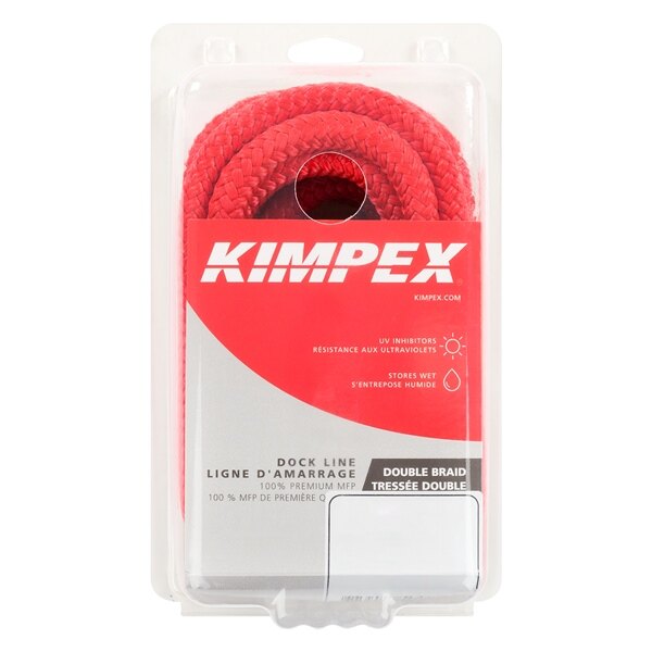 Ligne de quai en polypropylène multifilament Kimpex 25' 1/2 ? Polypropylène Multifilament Rouge