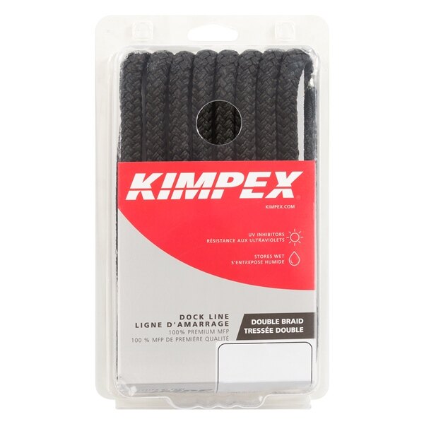 Ligne de quai double tressée Kimpex 15' 1/2? Nylon Double Tressé Noir