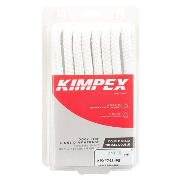 Ligne de quai double tressée Kimpex 15' 1/2? Nylon Double Tressé Blanc