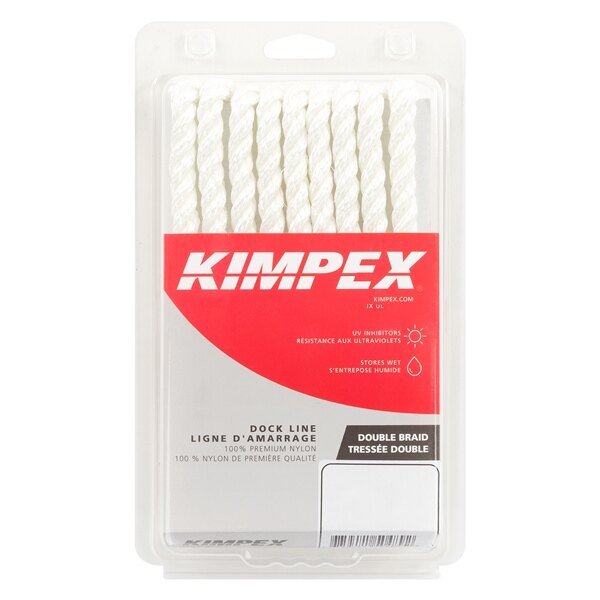 Kimpex Ligne de quai torsadée à 3 brins 15' 3/8 ? Nylon 3 brins torsadés blanc