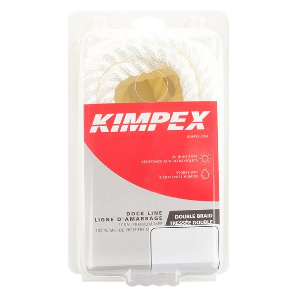 Kimpex Ligne de quai torsadée à 3 brins 25' 3/8 ? Nylon 3 brins torsadés blanc