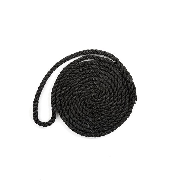 Kimpex 3 brins torsadés pour amarre 10 pi 3/8 po Nylon 3 brins torsadés Noir