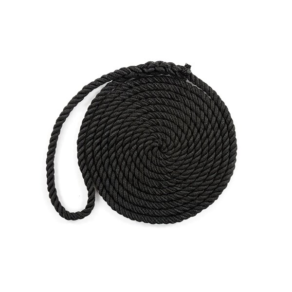 Kimpex Ligne de quai torsadée à 3 brins 20 pi 3/8 ? Nylon 3 brins torsadés noir